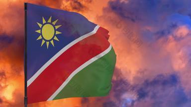 纳米比亚国旗波兰天空背景无缝的循环动画