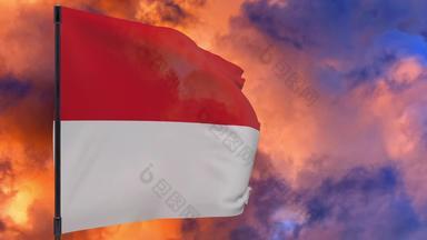 摩纳哥国旗波兰天空背景无缝的循环动画