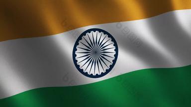 印度国旗挥舞着摘要背景循环动画