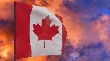 加拿大国旗波兰天空背景无缝的循环动画
