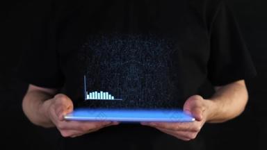 图统计数据分析未来主义的技术十六进制虚拟全息术图像未来投影现实交换统计数据平板电脑