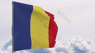 乍得国旗波兰天空背景无缝的循环动画