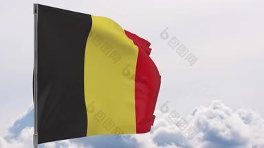比利时国旗波兰天空背景无缝的循环动画