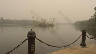 rabindrasarobar湖冬天多雾的早....南加尔各答西孟加拉印度