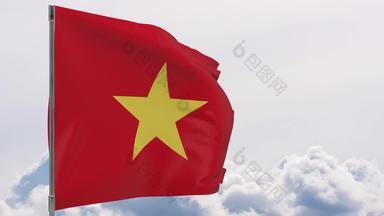 越南国旗波兰天空背景无缝的循环动画
