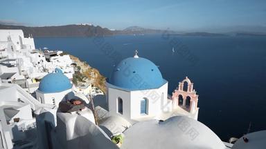 <strong>标志性</strong>的圣托里尼岛美丽的岛欧洲视图传统的教堂aio村希腊