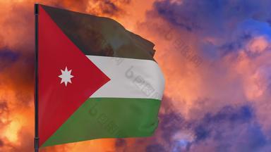 约旦国旗波兰天空背景无缝的循环动画