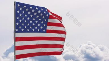 曼联州美国国旗波兰天空背景无缝的循环动画