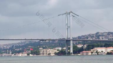 间隔拍摄横跨博斯普鲁斯海峡桥大厦横跨博斯普鲁斯海峡海峡伊斯坦布尔火鸡
