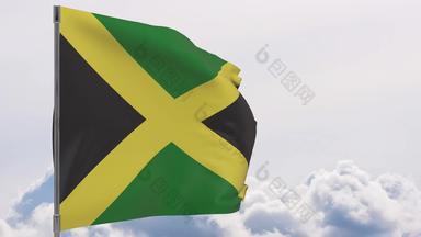牙买加国旗波兰天空背景无缝的循环动画