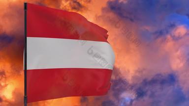奥地利国旗波兰天空背景无缝的循环动画