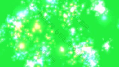 动画粒子摘要闪闪发光的宇宙耀斑绿色屏幕