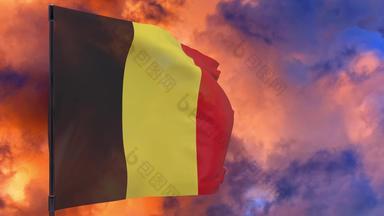 比利时国旗波兰天空背景无缝的循环动画