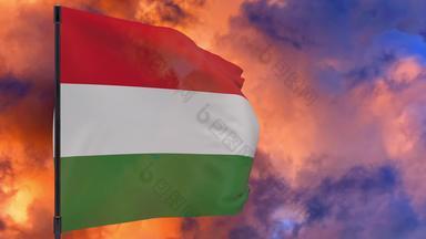 匈牙利国旗波兰天空背景无缝的循环动画