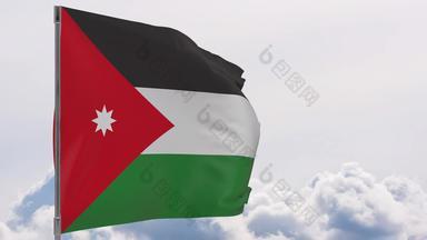约旦国旗波兰天空背景无缝的循环动画
