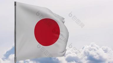 日本国旗波兰天空背景无缝的循环动画