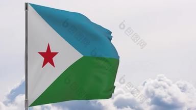 algeriadjibouti国旗波兰天空背景无缝的循环动画