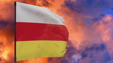 南奥赛梯国旗波兰天空背景无缝的循环动画
