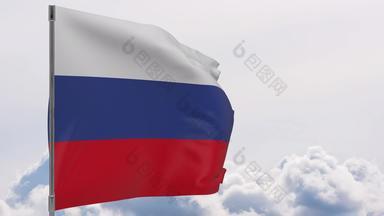 俄罗斯国旗波兰天空背景无缝的循环动画