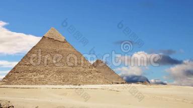 吉萨大金字塔。 开罗。 埃及。 时间流逝。