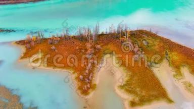 喀纳斯河秋景空中摄影，4k