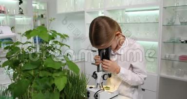 学生在实验室学习微生物学，学生在实验室使用显微镜
