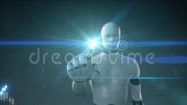 机器人半机器人触摸屏幕，各种<strong>动画</strong>股市<strong>图表</strong>。 增加线路。 人工智能