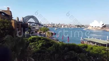澳大利亚悉尼海港大桥和歌剧院的环形码头高架景观