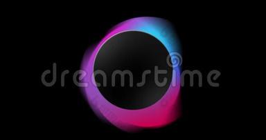 4K动画的流体彩色霓虹背景。 蓝色，紫色，粉红色流体波玻璃的三维渲染。
