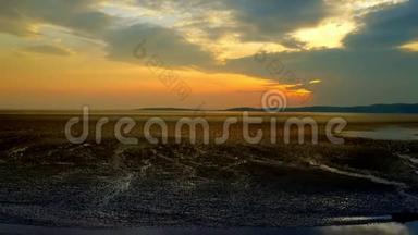 西弗代尔海岸，日落莫雷坎贝湾海岸
