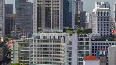 美丽的绿色维多利亚街与城市建筑天际线鸟瞰新加坡
