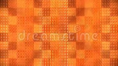 广播高科技旋转蜂蜜组合模式，橙色，抽象，3D，循环，4K