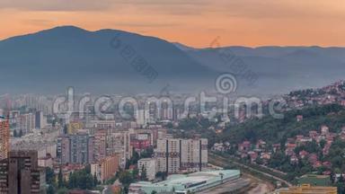 萨拉热窝市区南部的空中景色。