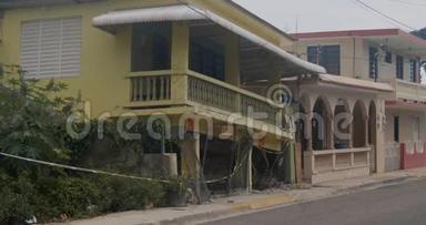 波多黎各Guanica<strong>一条街</strong>上的地震破坏。