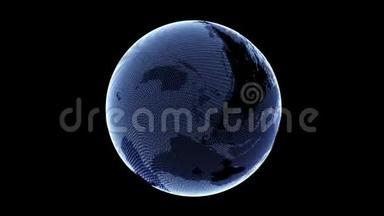蓝色能量等离子体球从黑色背景上的阿尔法通道中的微小闪光尘埃中产生。