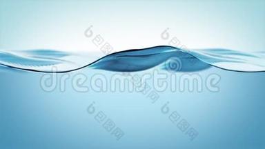 美丽的水面移动快速波动版本。 纯净的蓝色水快速填充屏幕。 4k超高清3840x2160