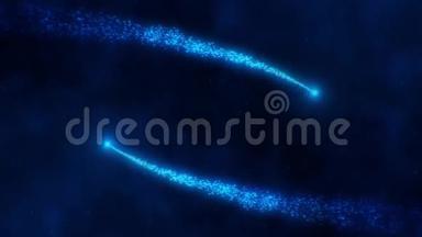蓝色发光粒子与小径内部标志背景