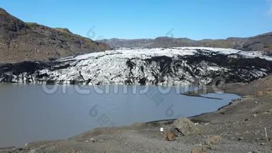冰岛Solheimajokull出口<strong>冰川</strong>和<strong>冰川</strong>泻湖