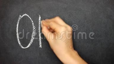把单词打开，写粉笔在黑板上。 用粉笔沿轮廓<strong>划动</strong>。