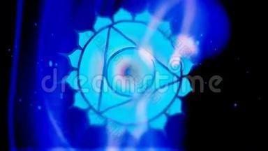 蓝色能源领域的Throat Chakra Vishuddha Mandala空间