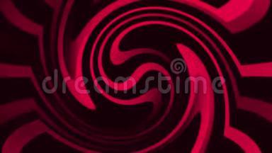 抽象无缝环，红色，粉红色，充满活力的扭曲梯度背景。 三维渲染条纹涟漪。 未来几何暗纹