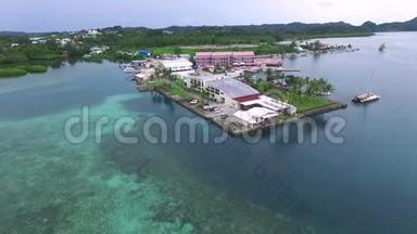 帕劳科罗岛的海景。 帕劳水族馆和地标MarinaI酒店