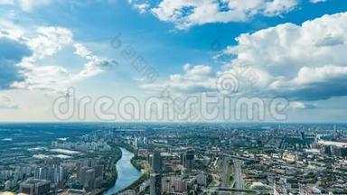 城市的鸟瞰图.. 4k. 时光流逝。 莫斯科区域视图，视频循环