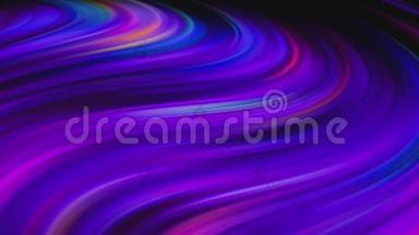 紫色的霓虹灯纹。 沿着霓虹灯的波浪运动。 动作平稳。 抽象的波浪状霓虹灯条纹。 的流动