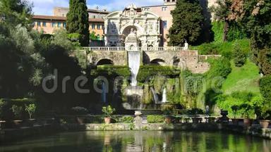 罗马当地地标Tivoli-Lazio-意大利-海王星喷泉或Fontana del Nettno花园纪念碑别墅d