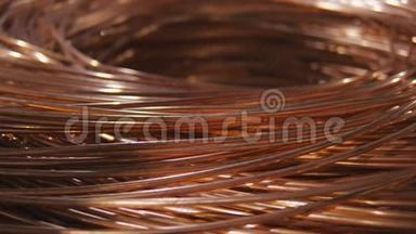 电缆厂<strong>铜线</strong>的特写图。