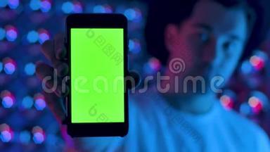绿色屏幕水平模拟键控智能手机演示广告应用