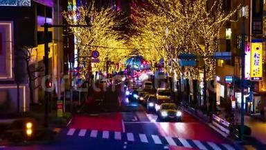 东京Shibuya市中心照明街道夜间延时变焦