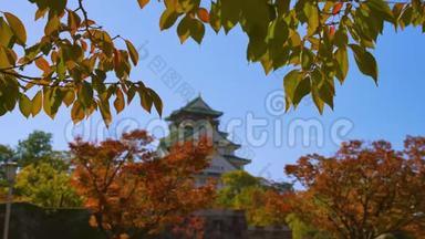 日本<strong>大阪大阪</strong>城堡园，秋季4k