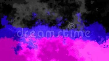 动画闪烁彩色背景全高清无缝循环视频-水彩溅液体效果-彩色热粉红罗雅